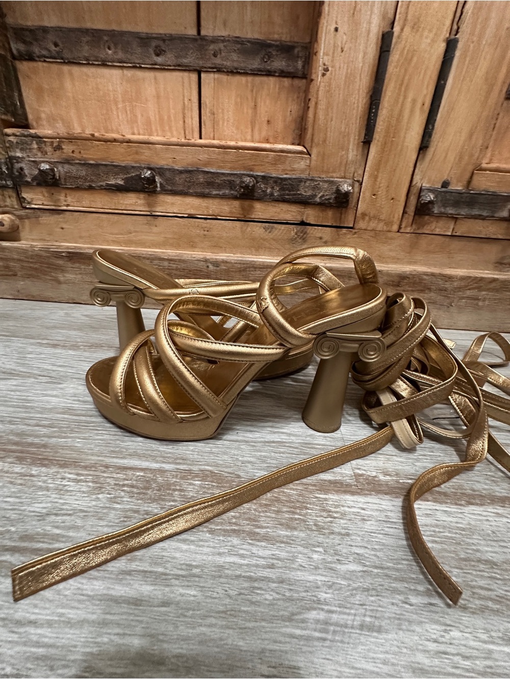 Gold Strappy Tie-Up Gladiator Sandals – Chanel EU 37C - Picture 6 of 16